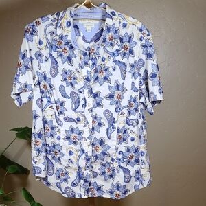 Tommy Hilfiger Vintage 2005 Blue and Cream Button Down Shirt Size 18